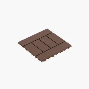  44 Pack H Style Deck Tiles – 12"x12", Red Brown. DIY Interlocking – No Tools Needed. 16 Strong Round Feet for Firm Support. Waterproof & Easy Clean