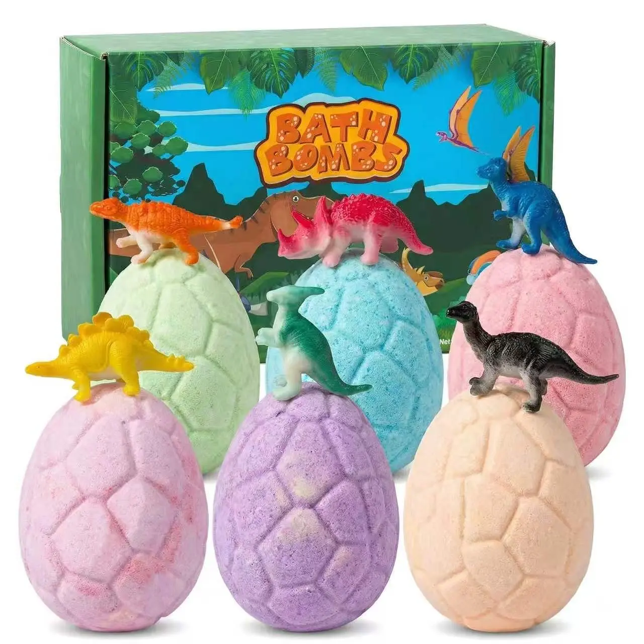 6pcs Bath Bombs with Surprise Inside,Cute Dinosaur Toys Great Gift for Kids'Birthday, Baby Shower & Summer Fun, Handmade Bubble Bath Fizzes Rich in Essential Oils Self Care for Boys, Girls, Toddlers, Perfect for Holiday Gift