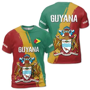 Custom Name Guyana National Emblem Patriotic Unisex T-Shirt S-5XL