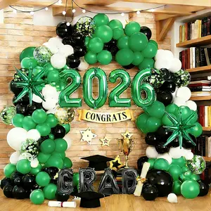 134 Pcs Green Graduation Balloon Arch Kit GRAD, 2026 & Mylar Foil Balloons for Class of 2026