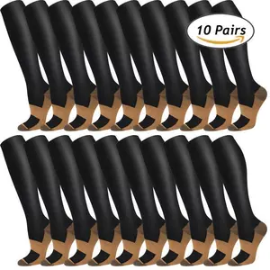 10 Pairs of Copper Compression Socks for Women and Men, Promote Blood Circulation (Black) - Suitable for Daily Use, Travel, Running, Climbing, and Sports