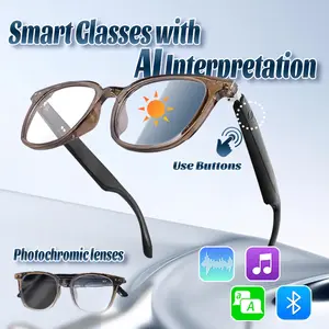 AI Bluetooth Smart Glasses with Real-Time Translation，Wireless Audio, Hands-Free Calling, Ultra-Lightweight Design，USB Magnetic Charging，Anti-Blue Light & UV Protection，Long Battery Life Ideal for Driving, Travel, Business，and Sports fitness