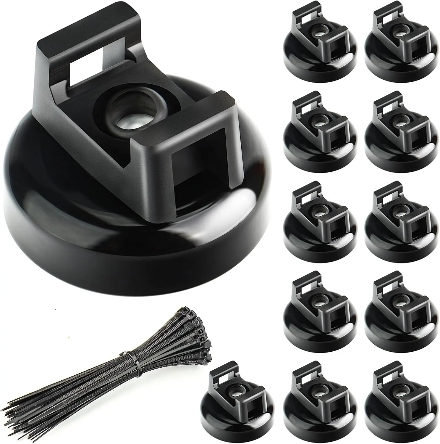 12Pcs Magnetic Wire Mount, Multipurpose for Cable Wire Base, Magnetic Wire Management Bases with 60Pcs Releasable Cable Ties (16 x 11mm)