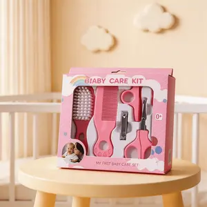 6pcs Cartoon Baby Grooming Set, Safe Newborn Baby Care Kit, Hair Brush Comb, Round Head Nail Clipper, Scissors, Nail File for Infants & Toddlers