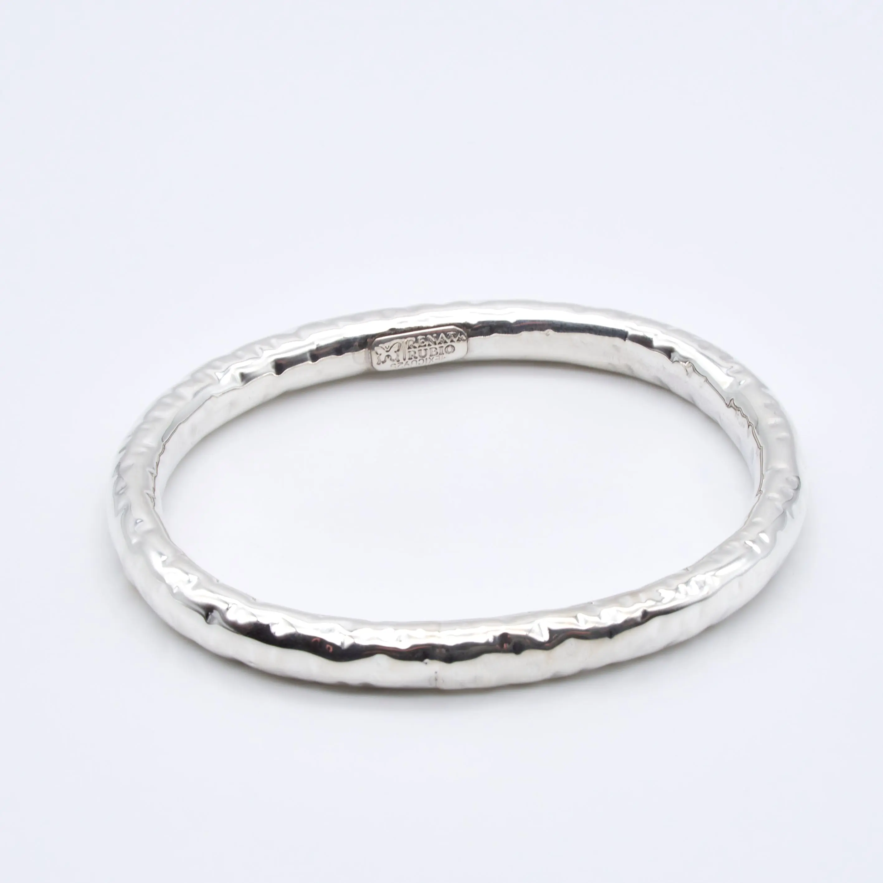 Oval Pounded Sterling Silver Bangle