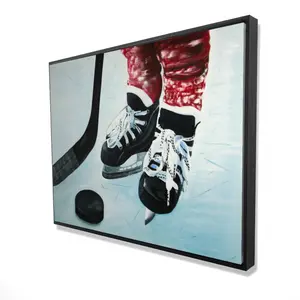 360 Stand Hyperrealist Young Hockey Player Framed Artwork, 36x48 in - Hockey Theme Wall Decoration, Holiday Home Decor, Ideal Love-Focused Gift for Rooms