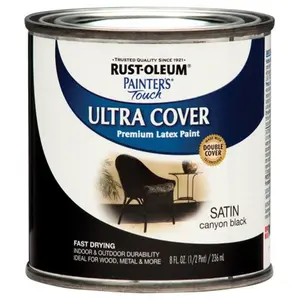 Rust-Oleum 267249 8 oz Satin Canyon Black Painters Touch Ultra Cover Premium Latex Paint - pack of 6