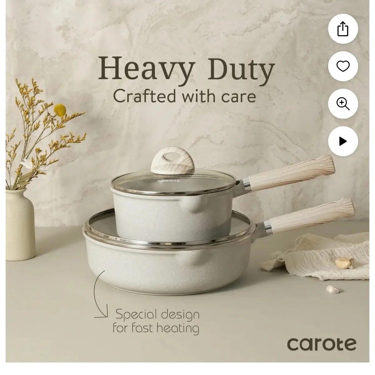 sit the Store 4.5  21,849 CAROTE 21Pcs Pots and Pans Set, Nonstick Cookware Sets, White Granite Induction Cookware Non Stick Cooking Set w/Frying Pans &