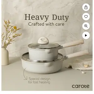sit the Store 4.5  21,849 CAROTE 21Pcs Pots and Pans Set, Nonstick Cookware Sets, White Granite Induction Cookware Non Stick Cooking Set w/Frying Pans &