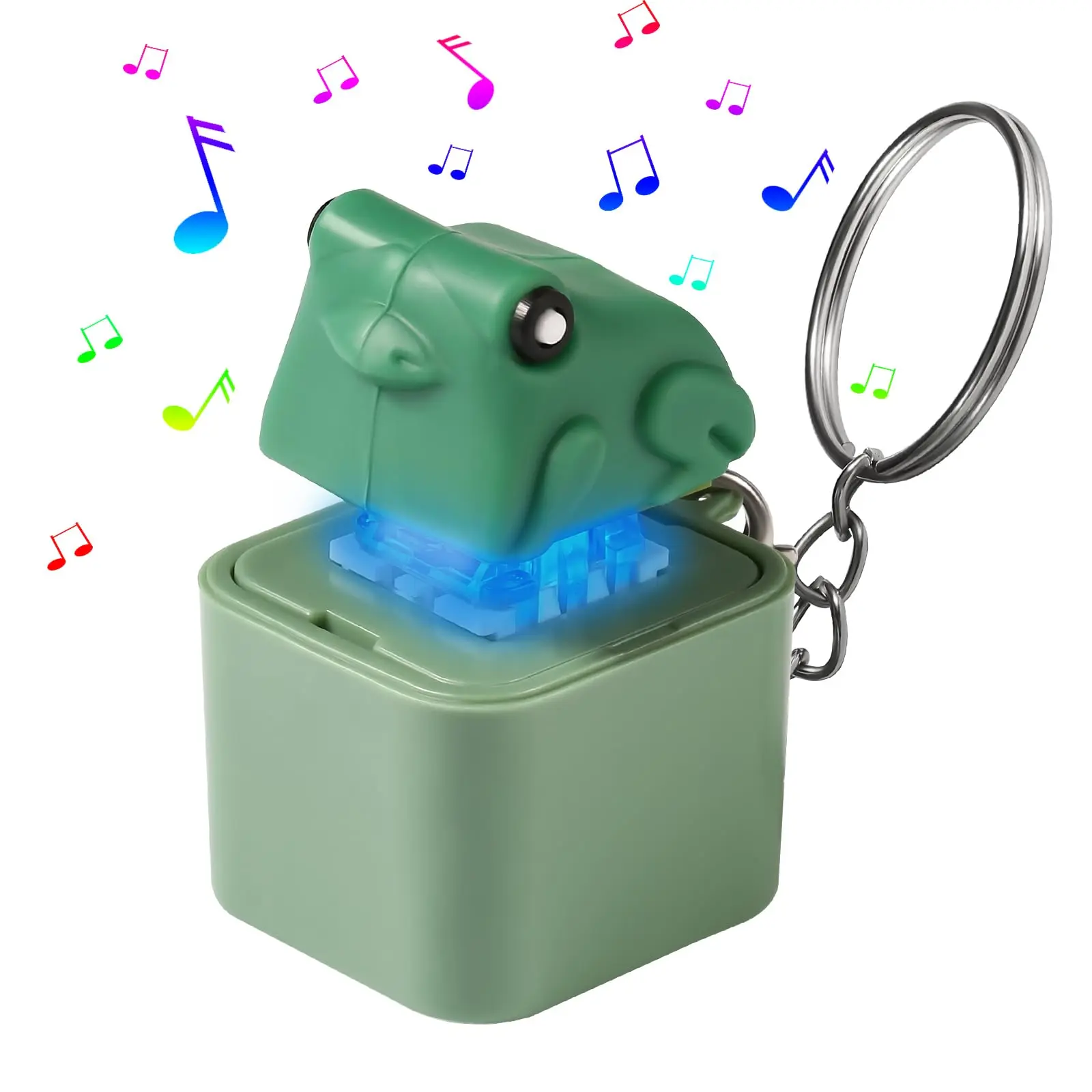 Fun USB-C Rechargeable Frog Croaking Keychain - LED Light-Up Fidget Clicker, Mini EDC Clicker Clip Compact Keychain Shaped Stress Relief Noise Maker for Office, Daily Use, Mini Edc Keychains Portable