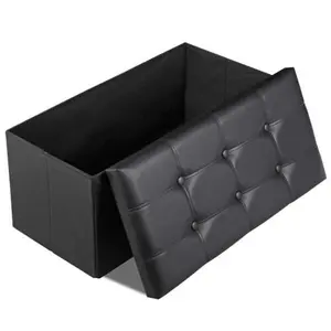ZENSTYLE 30" Folding Storage Ottoman Bench Storage Chest Footrest with Padded Seat Black