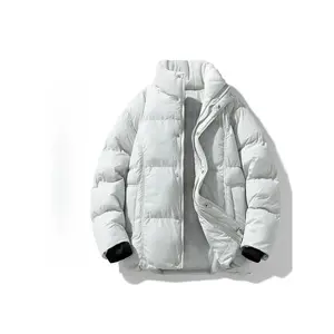 UOSO Couple's white padded coat for winter; Men's and Women's casual stand-up collar padded jacket., Outdoor Winter Jacket, Winter Outerwear, Unisex Design, Minimalist Style, Durable Fabric, Stand Collar Jacket, Winter Wardrobe