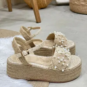 Yuri Sandal Aurora Platform Sandals 4 cm & 12 cm Beaded Detailing Comfortable for Daily Wear Walking Shoes for Girls