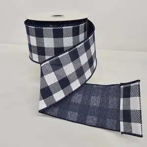 2.5"x10Y Navy Plaid Ribbon