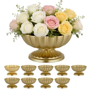 【FathersDayGift】VEVOR 10-Piece Steel Wedding Flower Vase Set, 4.7 in Mini Floral Table Centerpieces, Small Decorative Bowl with Easy Installation, Versatile Arrangement Stand for Weddings, Home Decor, Flower Vases, Decorative Vases