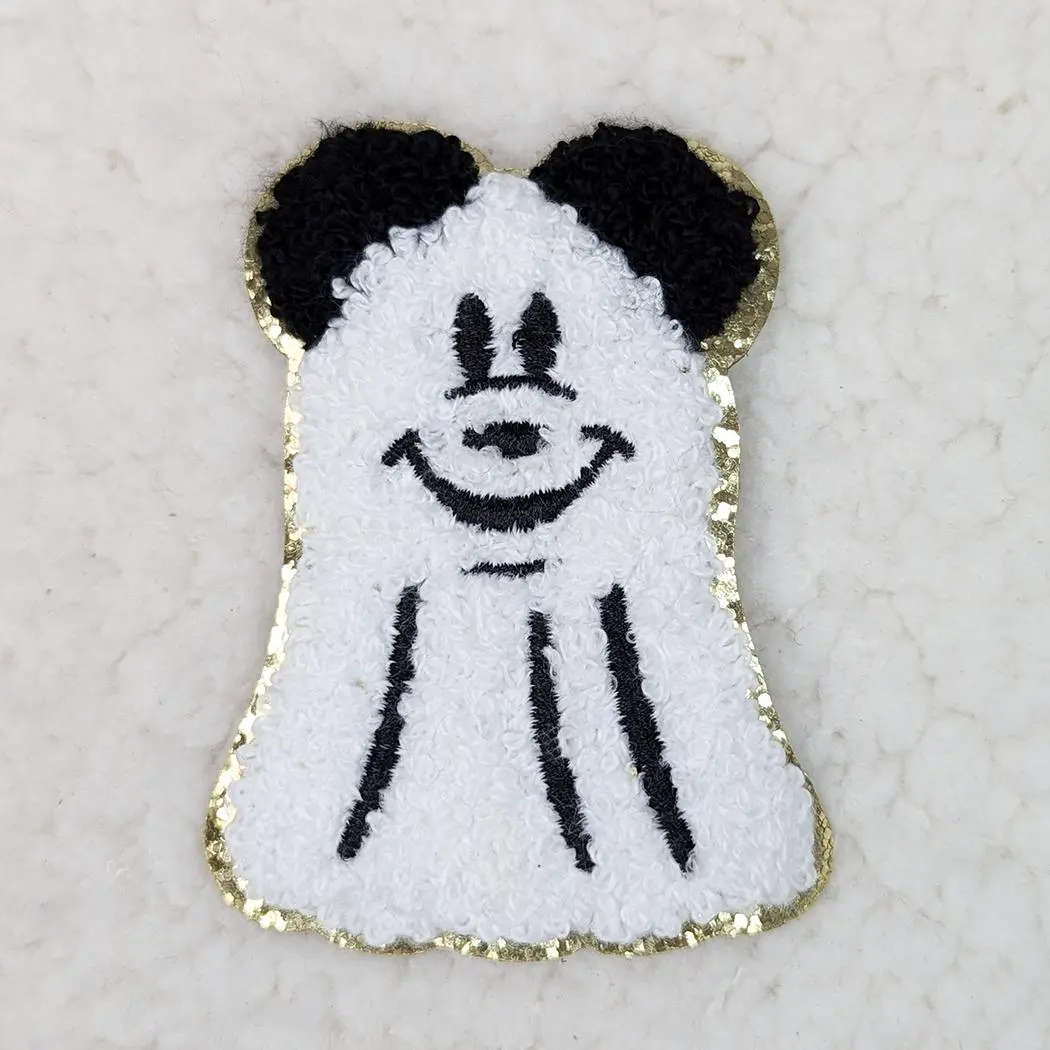 Mouse Ghost Glitter Chenille HAT/POCKET Patch