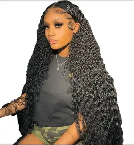 180 Density 13x6 Hd Transparent Lace Frontal Wig Curly Brazilian Human Hair Pre Plucked Deep Wave Lace Front Wigs For Black Women Female
