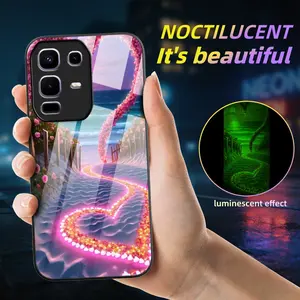 Protective Case for Infinix Series, Romantic Beach Heart Path Pattern, Glow-In-The-Dark, Natural Light, Dustproof, Shockproof, Skin-Friendly