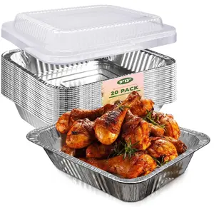 9x13  Pans with , 20 Pack Disposable Foil Pan with Clear Lid, Half Size Deep Extra Heavy Duty  Containers for Baking, Cooking, Roasting, Heating or Steam Table
