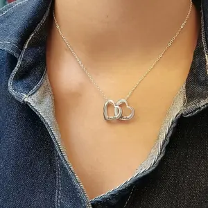 AS172 Customized Engraving Name Hollow Love Pendant Stainless Steel Personalized Necklace for Family and Friends Gifts