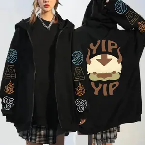 Men Women Zipper Hoodies Harajuku Unisex Sweatshirt Appa Yip Printed Hooded Avatar The Last Airbender Anime Hoodie