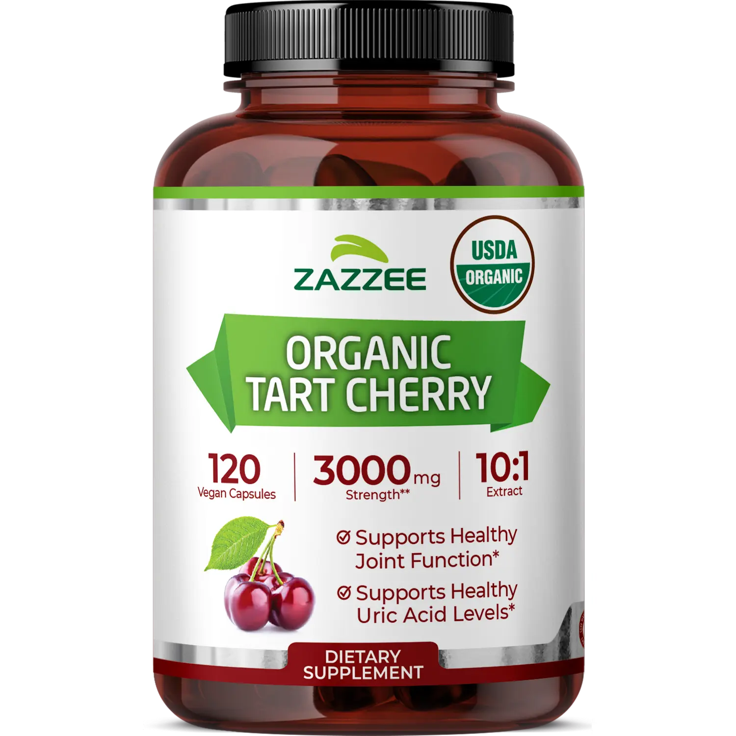 Zazzee Tart Cherry 10:1 Extract Capsules - 200 Count Vegan Supplement - Premium Montmorency Cherry for Joint Wellness and Antioxidant Support - Potent 10X Strength Formula for Daily Activity Recovery and Comfort - Non-GMO Made in USA - 6 Month Supply