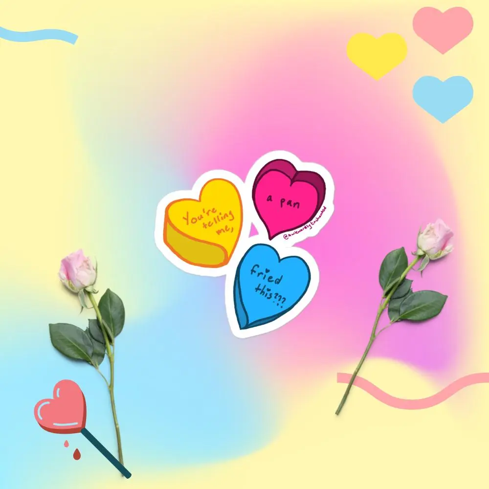 Pansexual Pride Valentines Hearts Sticker Flat Colorful