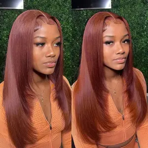 [4 Colors]Tuneful Reddish Brown Straight Ready Go Glueless Wig #33 Layered Wigs For Black Women Pre Plucked Pre Cut 6x5 HD Transparent Lace Front Wigs