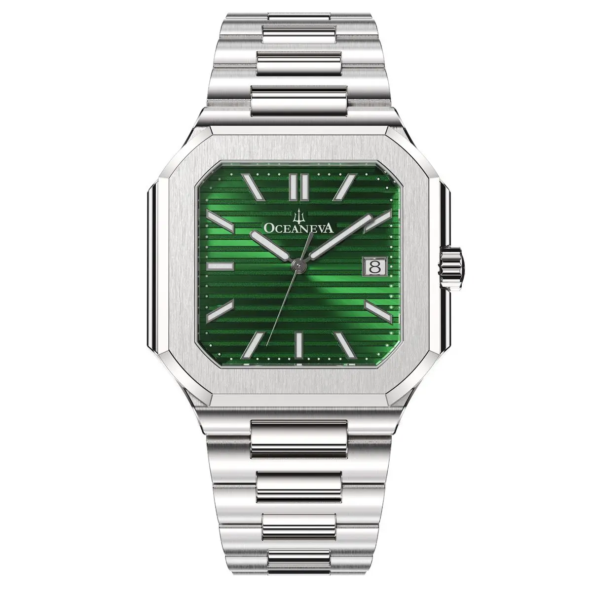 Oceaneva Men's Tenuis Ultra-Thin Automatic Watch - Green, Swiss Movement, 10mm Case, 100M Water Resistant