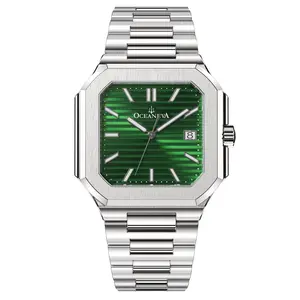 Oceaneva Men's Tenuis Ultra-Thin Automatic Watch - Green, Swiss Movement, 10mm Case, 100M Water Resistant