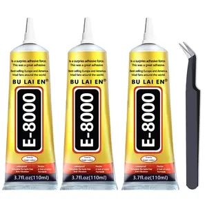 3PCS 110ml E-8000 Transparent Elastic Glue with Anti-Clog Precision Nozzle for Mobile Phone Screen Repair Plastic Shoes Jewelry Rhinestone Craft and Home DIY Projects