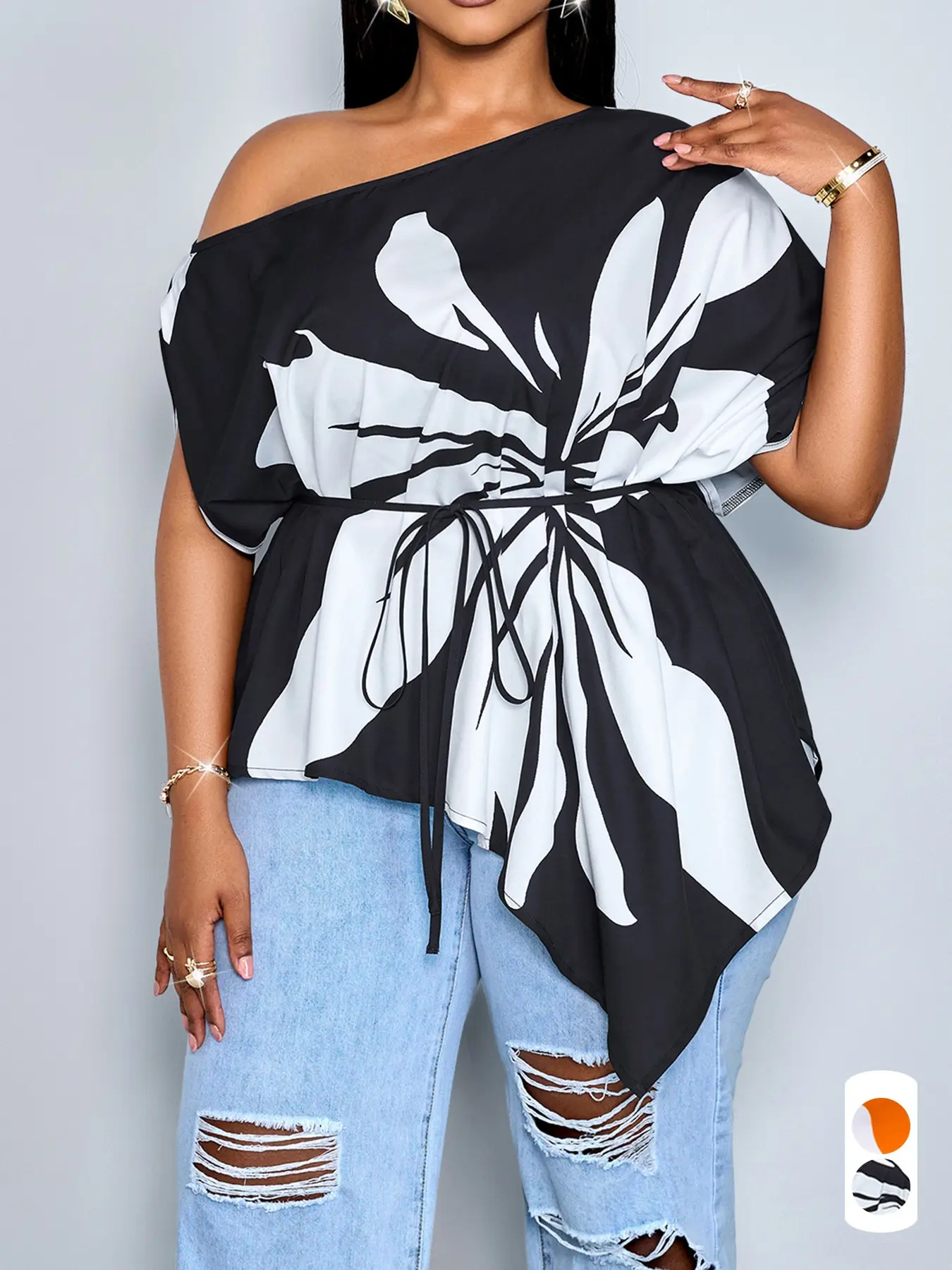 Plus Size New Summer Casual Elegant Chic Women's Print Blouse Tops, Asymmetrical Hem, Loose Fit, Perfect for Daily Wear, Parties, Vacations