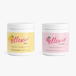 Ellexir Starter Duo Yuzu & Lychee Electrolyte  Hydration Powder Caffeine-Free Energy Focus Daily Recovery Magnesium Wellness Drink