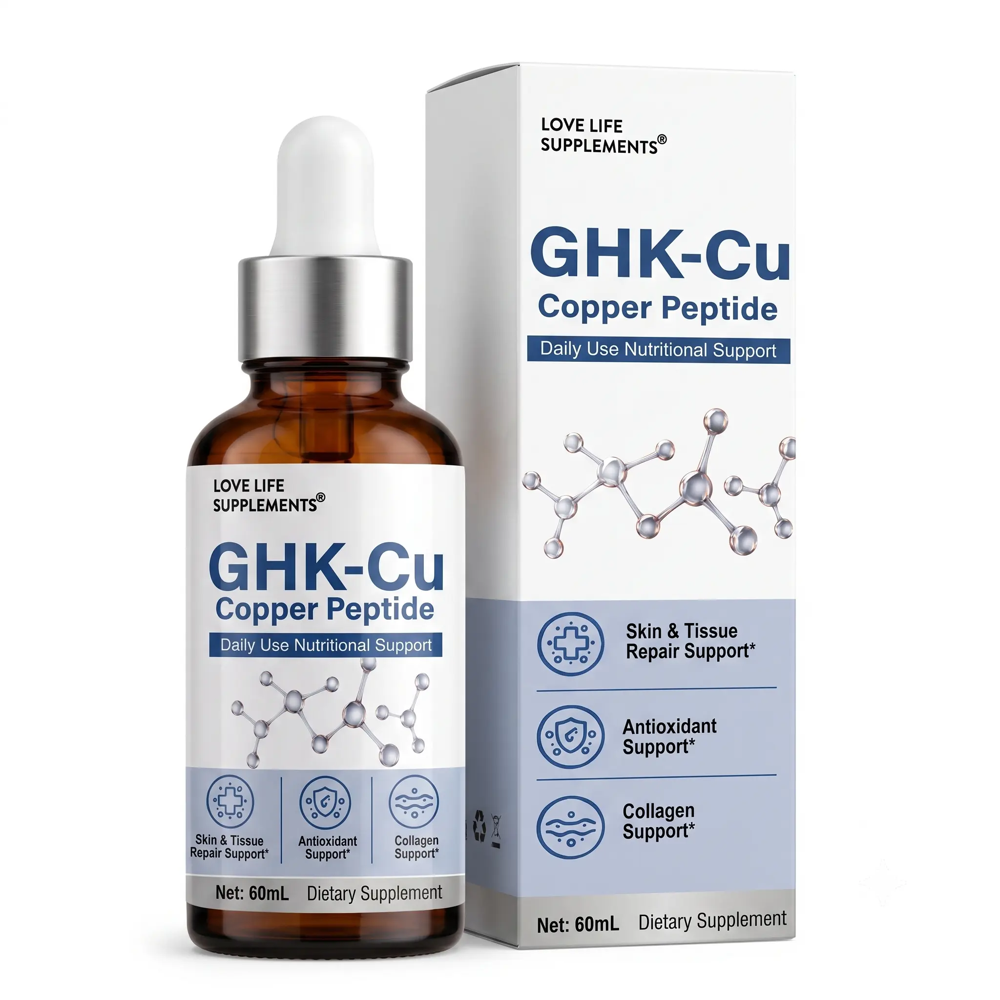 GHK-Cu Copper Premium Peptide Liquid Drops – Advanced Dietary Supplement for Youthful Appearance, Skin Vitality, and Collagen Support, Daily Nutritional Antioxidant Complex Drops (60ml)