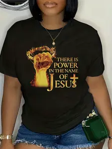 By God Spoiled By My Husband Letter Women Short Sleeve T-Shirt Casual Black Summer