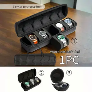 1/3/5-Slot Travel Watch Box, Portable Watch Storage Bag, Fashionable Watch Accessories, With Soft Foam Pillow And Handle, Watch Roll Case Organizer For Men And Women, Hard Shell Travel Box