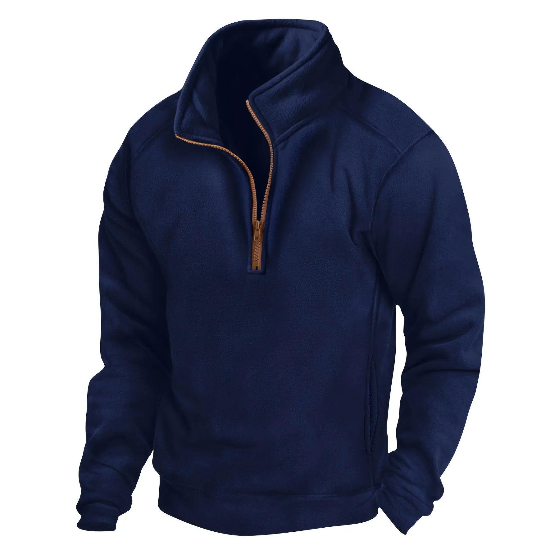 Men's autumn and winter fleece zipper golf shirt, casual outdoor sports training tactical top, as a gift