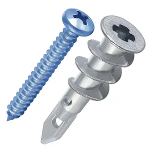 200 count #8 Self Drilling Zinc Alloy Anchors, Metal Wall Anchors with Screws Wall Anchors,100PCS Wall Anchor and 100 count Screws for Drywall, 75LB Hanging and Mounting