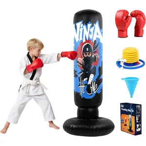 Inflatable Boxing Bag Set, Boxing Gloves, Standing Sandbag Punching Dummy, Youth Adult Home Use, Water Filled, Martial Arts Training Equipment