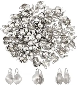 PH PandaHall 100pcs Stainless Steel Cord Ends Open Clamshell Crimp Bead Tips Knot Covers End Caps Jewelry Findings for Bracelet Necklace Making DIY