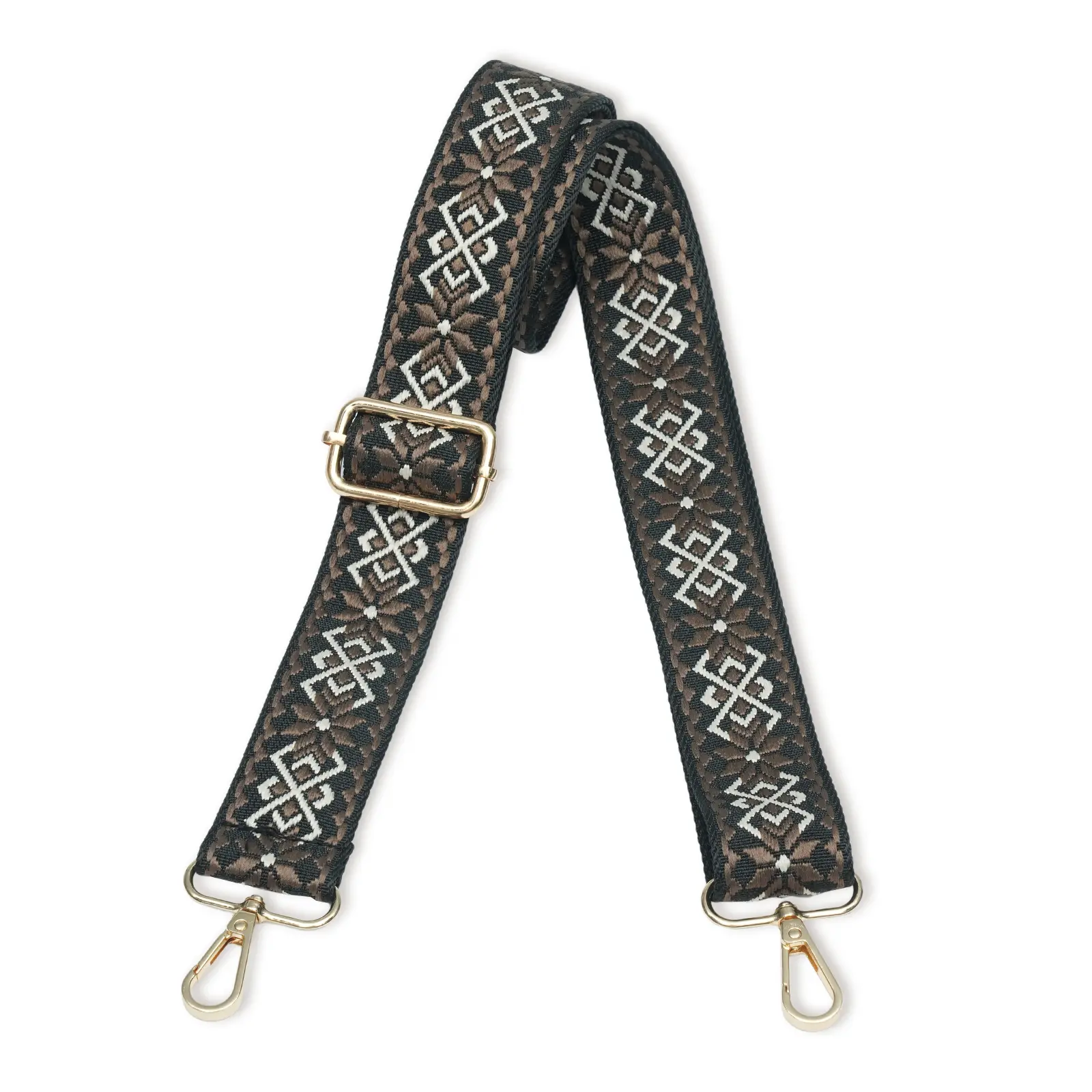 black & Beige Rhombic(golden Buckle)