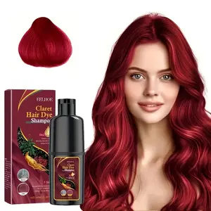 Wine red three in one hair dye shampoo (for men and women) - Haircare ginger and ginseng essence instantly covers white hair, mildly protects hair without hurting scalp, refreshing without side effects