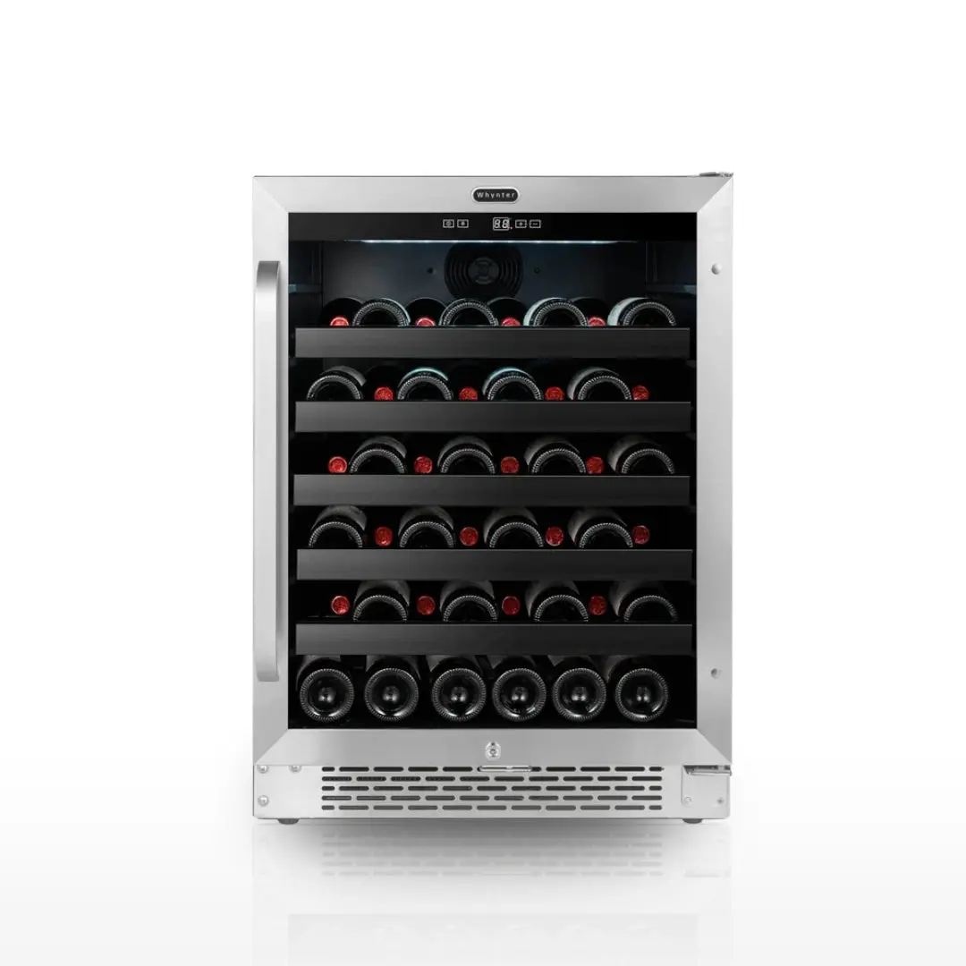 Whynter Built-In Wine Fridge - BWR-408SB, 46-Bottle Capacity, 46 Standard 750ml Bottles, 24″ Width, Digital Control, Carbon Filter