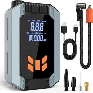 Clicar Portable Tire Inflator Air Compressor, Digital Pressure Gauge, 150 PSI, 12V, Wireless, LED Emergency Light, 4000mAh Battery, for Car Motorcycle Bicycle Ball