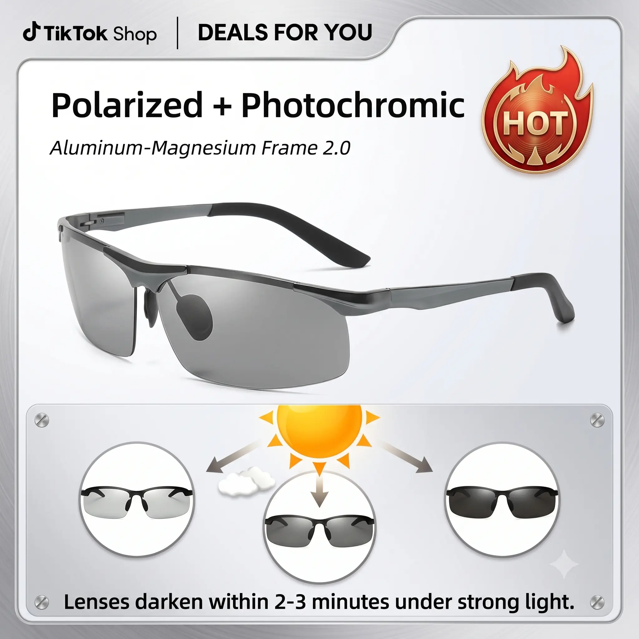 [Summer Style Essentials] Premium HD Polarized Photochromic Sunglasses with UV400 Protection, Unisex Retro Oversized Square Frame for Driving, Fishing, Golf & Outdoor Sports, Day & Night Vision Safety Eyewear