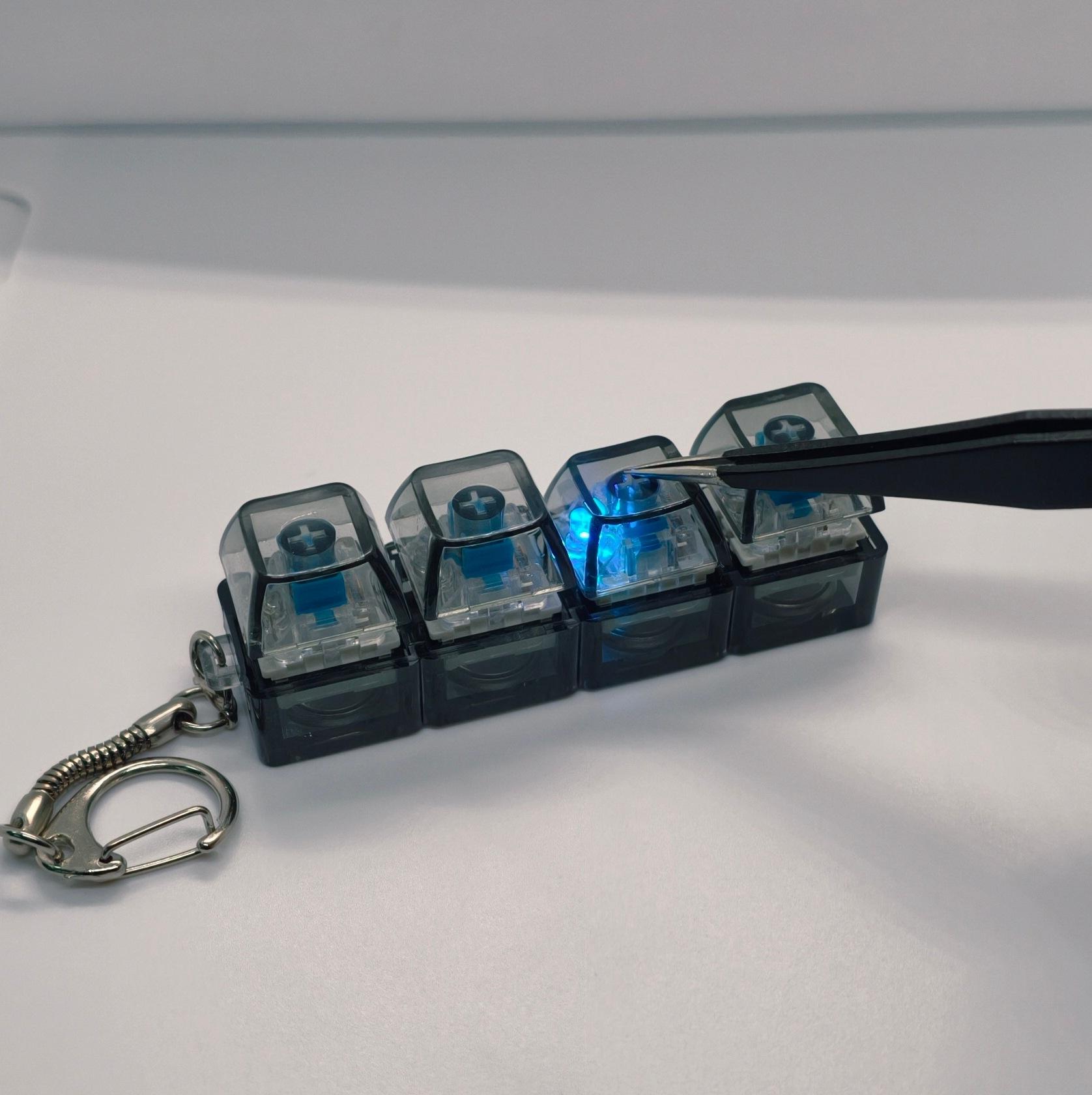 September Laurel  IlluLuminous Mechanical Keyboard Keychain, Clicky Decompression Fidget Toy, Glowing Stress Relief Key Button, Mini Keyboard Switch Keyring, Portable Anxiety Relief Gadget, Trendy Desk Toy Gift for Men & Women