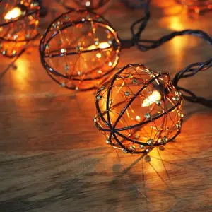 Elegant Copper Beaded Ball String Lights, Stylish String Lights with Copper Beads, Perfect for Home Decor, Party Lighting, and Festive Occasions