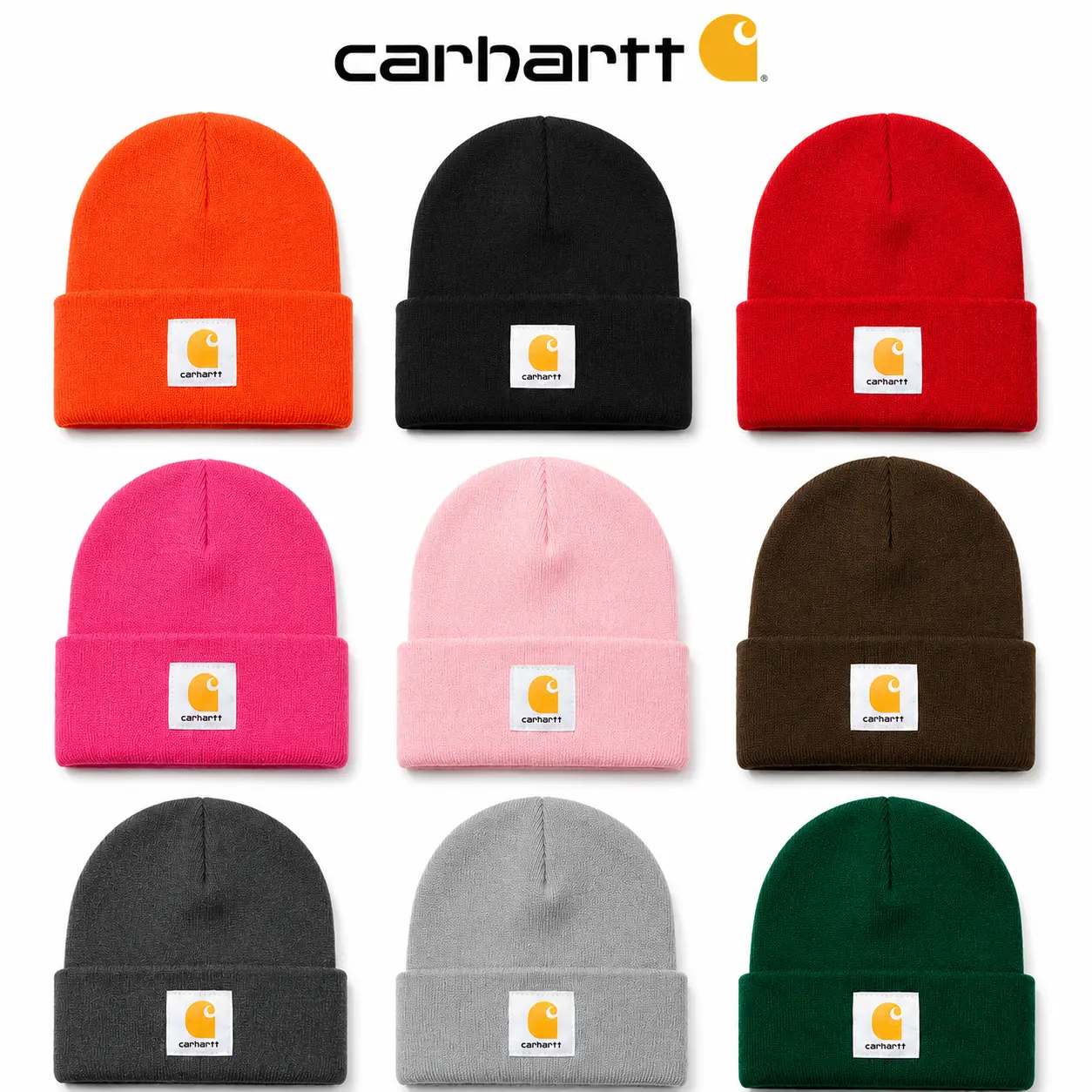 Carhartt Winter Beanie for Men Women, Classic Ribbed Knit Watch Cap with Cuffed Design, Soft Warm Stretch Skull Cap, Unisex Streetwear Hat, Perfect for Cold Weather, Outdoor Work, Hiking, Camping, Travel and Daily Wear