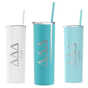 Delta Delta Delta - Personalized Skinny Tumbler with Straw