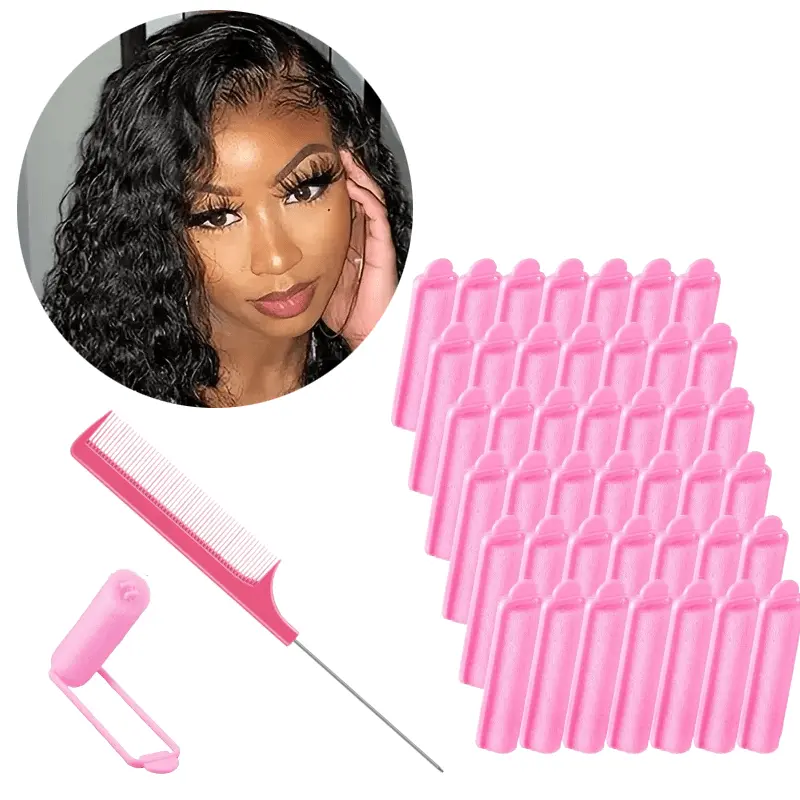 Soft Foam Hair Rollers for Curl Enhancement, 43-Piece Heatless Styling Set with Comb, 0.59 Inch Pink Tools for Fine Hair & Sleeping